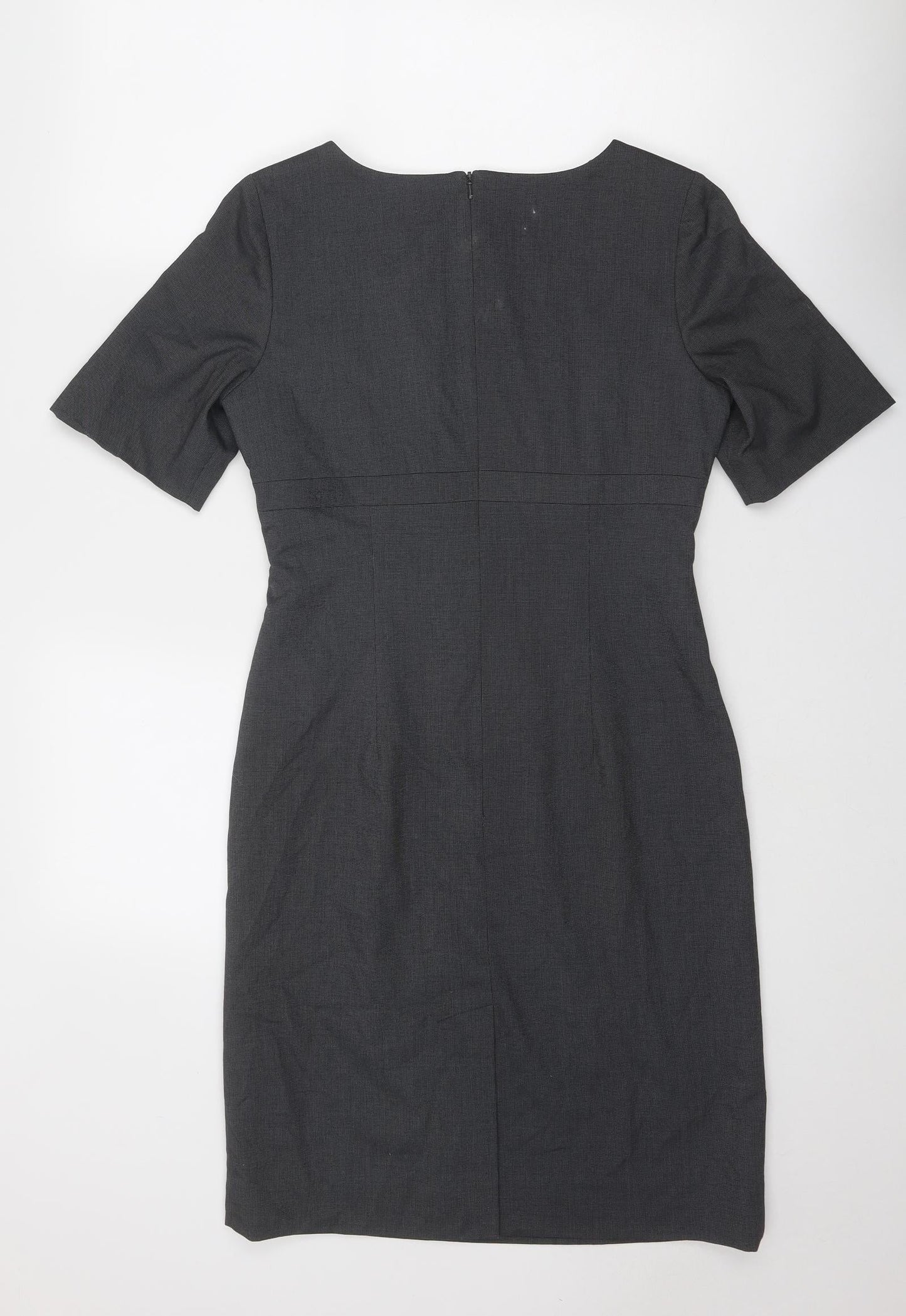 Icona Womens Grey Polyester Pencil Dress Size 8 Square Neck Zip