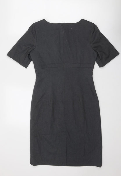 Icona Womens Grey Polyester Pencil Dress Size 8 Square Neck Zip