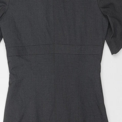 Icona Womens Grey Polyester Pencil Dress Size 8 Square Neck Zip