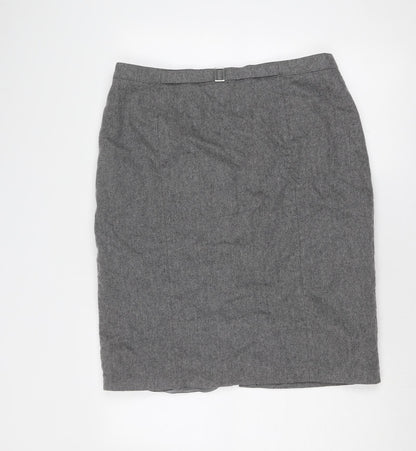 Basler Womens Grey Wool A-Line Skirt Size 36 in