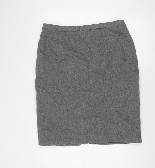 Basler Womens Grey Wool A-Line Skirt Size 36 in