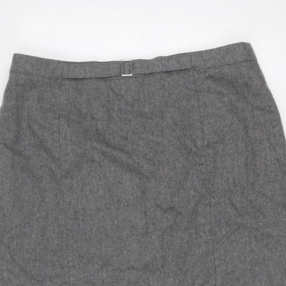 Basler Womens Grey Wool A-Line Skirt Size 36 in