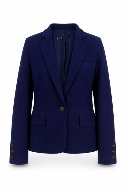 R Essential Womens Blue Polyester Jacket Blazer Size 10