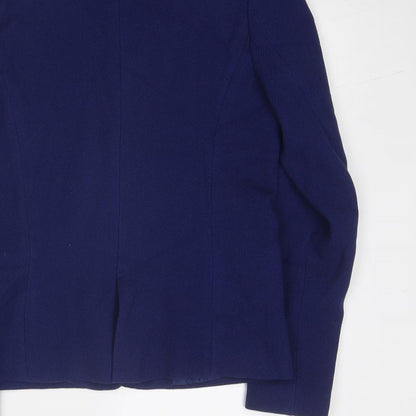 R Essential Womens Blue Polyester Jacket Blazer Size 10