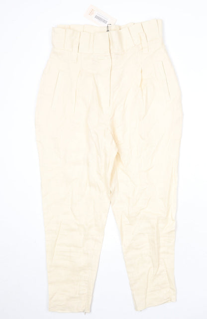 House of Maguie Womens Beige Polyester Chino Trousers Size M Regular Zip