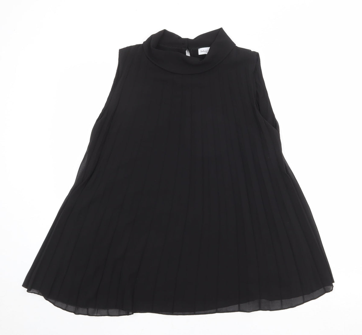 Sabrina Diamanti Womens Black Polyester Basic Tank Size L Mock Neck