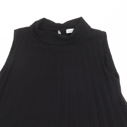 Sabrina Diamanti Womens Black Polyester Basic Tank Size L Mock Neck