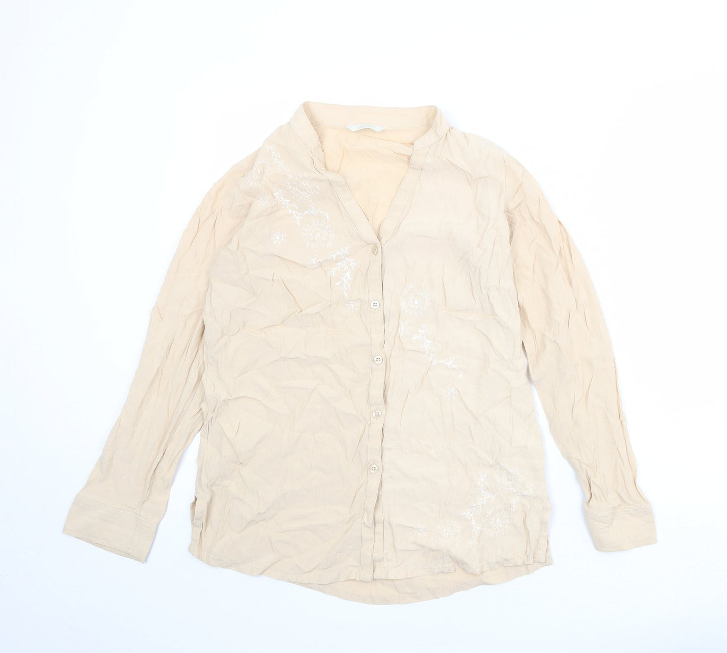 Womens UK Size 12 Marks and Spencer Beige Basic Button-Up