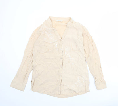 Womens UK Size 12 Marks and Spencer Beige Basic Button-Up