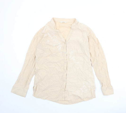 Womens UK Size 12 Marks and Spencer Beige Basic Button-Up