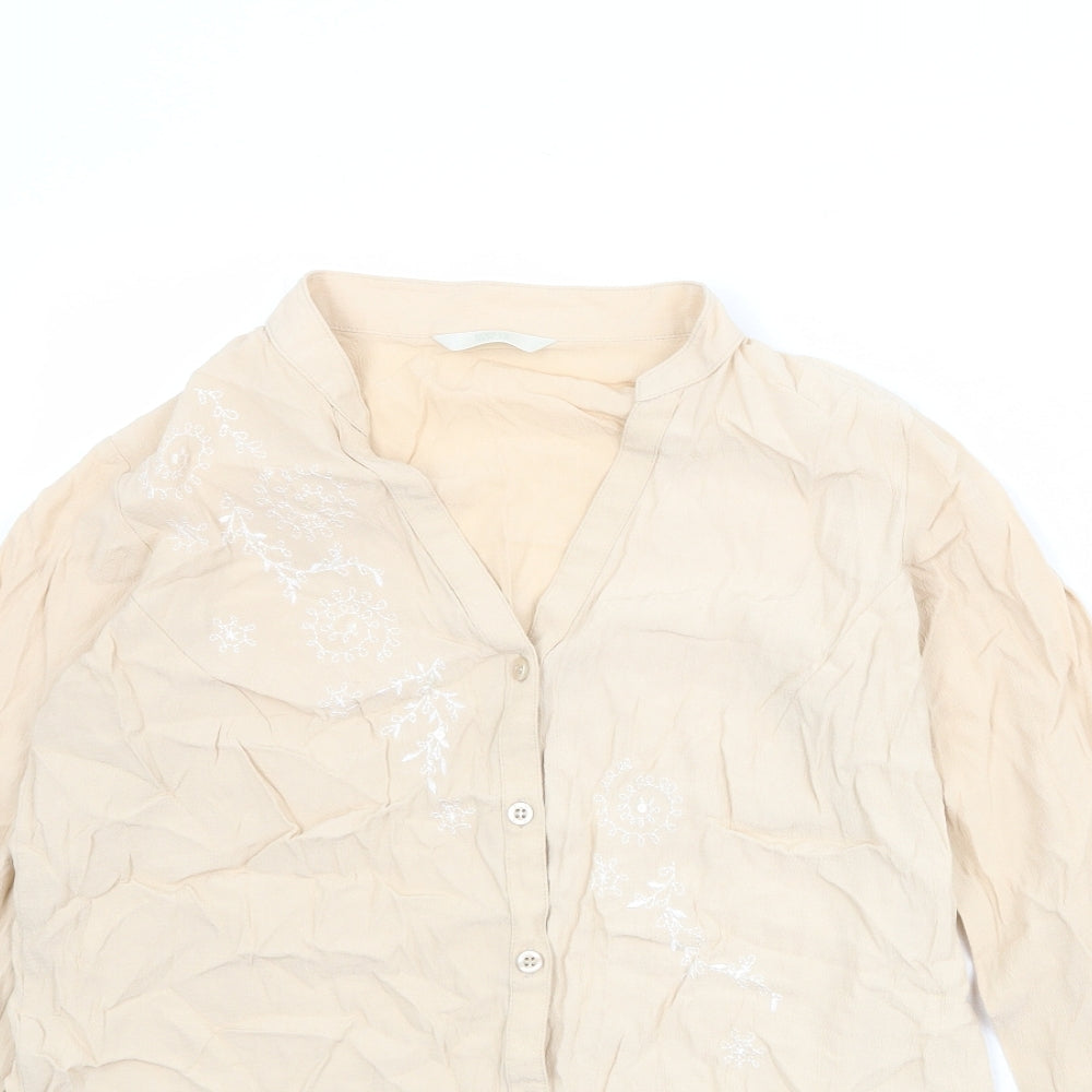 Womens UK Size 12 Marks and Spencer Beige Basic Button-Up