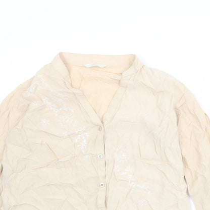 Womens UK Size 12 Marks and Spencer Beige Basic Button-Up