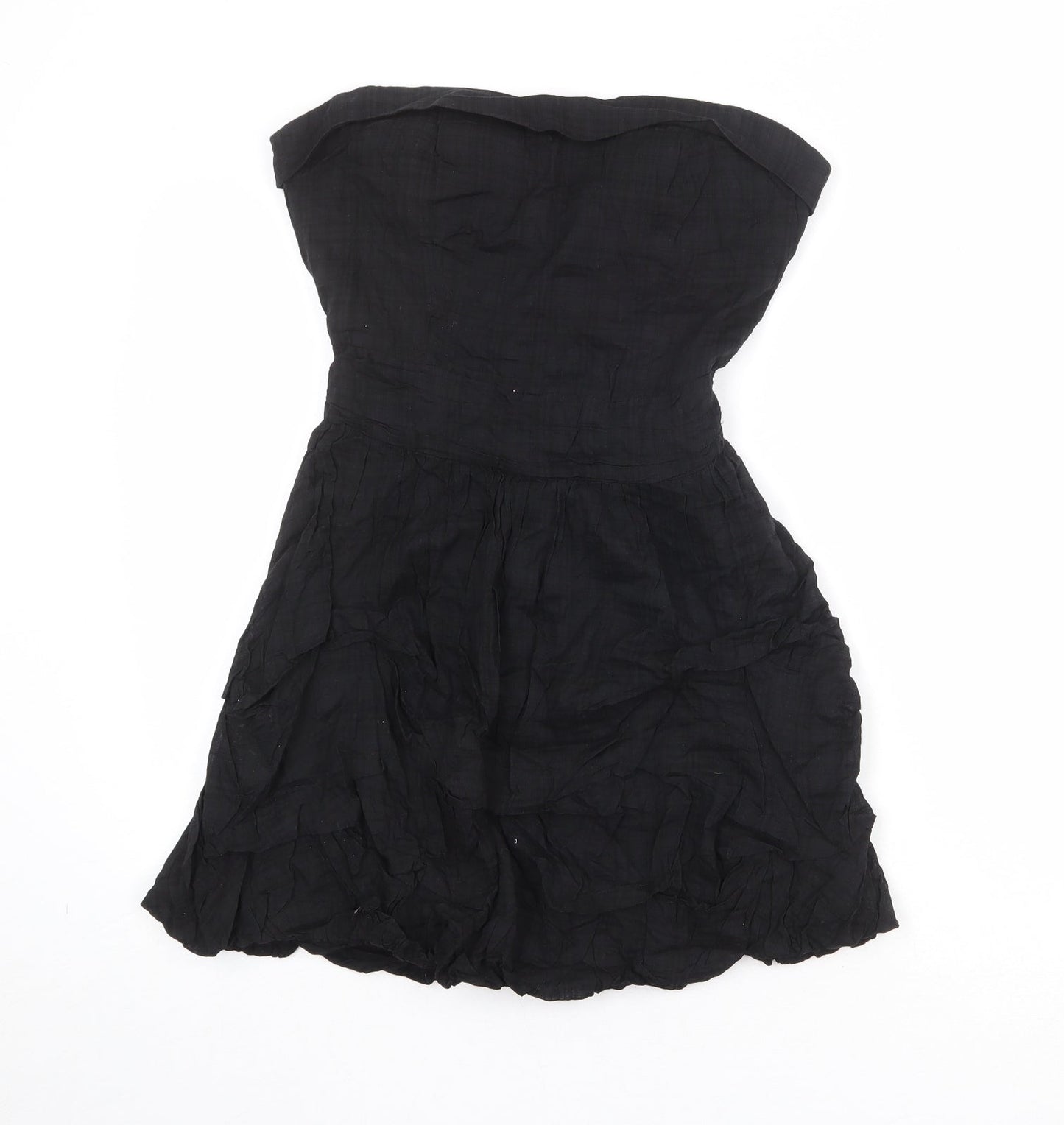 AX Paris Womens Black 100% Cotton Mini Size 12 Square Neck Zip - Strapless