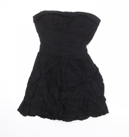 AX Paris Womens Black 100% Cotton Mini Size 12 Square Neck Zip - Strapless
