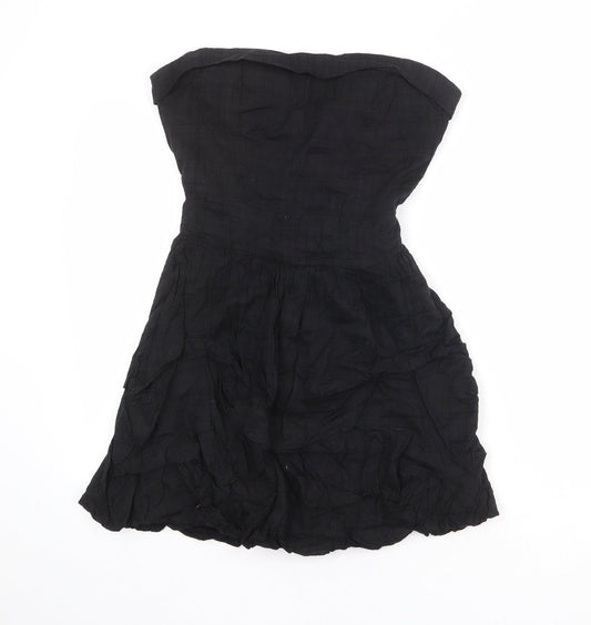 AX Paris Womens Black 100% Cotton Mini Size 12 Square Neck Zip - Strapless