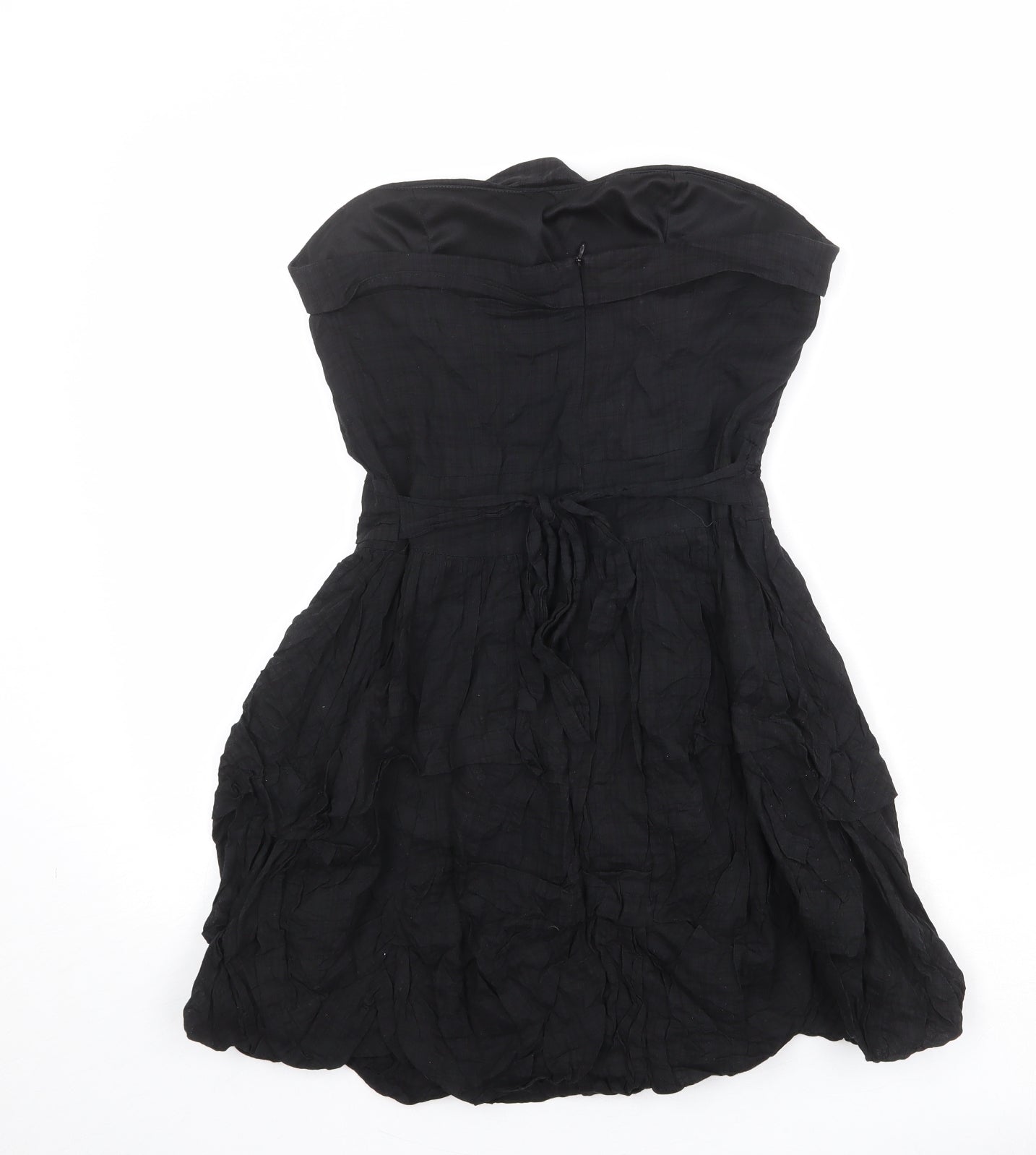 AX Paris Womens Black 100% Cotton Mini Size 12 Square Neck Zip - Strapless