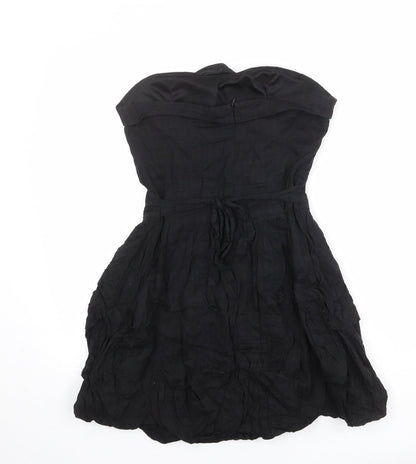 AX Paris Womens Black 100% Cotton Mini Size 12 Square Neck Zip - Strapless