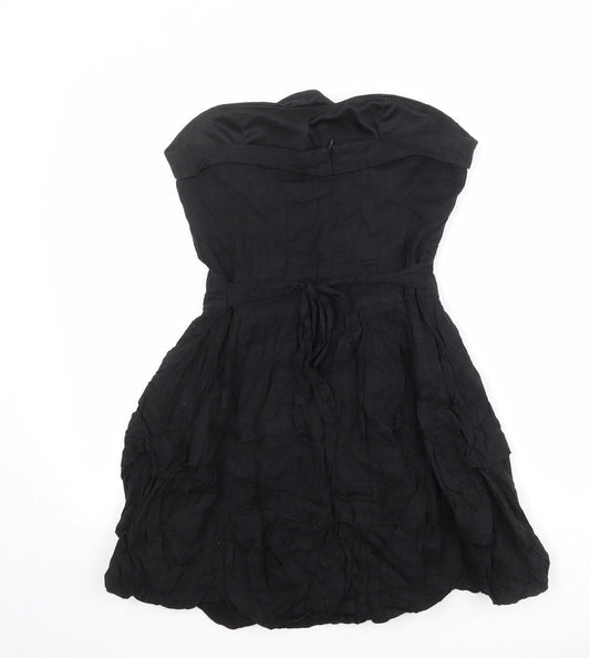 AX Paris Womens Black 100% Cotton Mini Size 12 Square Neck Zip - Strapless