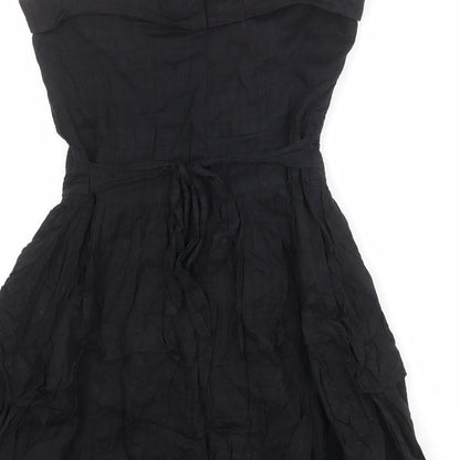 AX Paris Womens Black 100% Cotton Mini Size 12 Square Neck Zip - Strapless