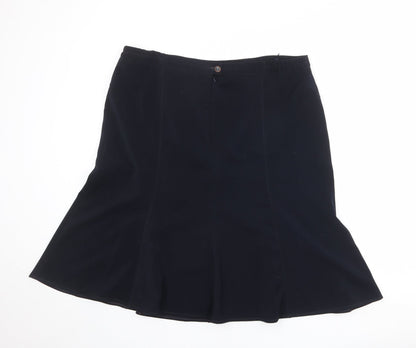 Peter Hahn Womens Black Polyester Swing Skirt Size 42 in Zip