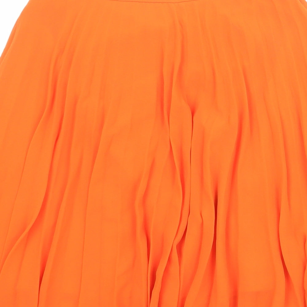 ASOS Womens Orange Polyester Pleated Skirt Size 6 Zip