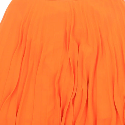 ASOS Womens Orange Polyester Pleated Skirt Size 6 Zip