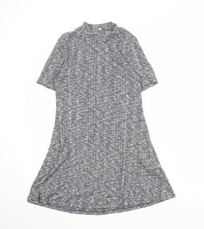 FOREVER 21 Womens Grey Polyester A-Line Size M Mock Neck Pullover