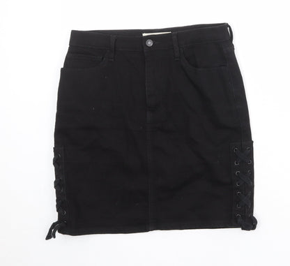 Gap Womens Black Cotton A-Line Skirt Size 29 in Zip