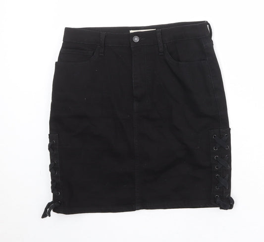 Gap Womens Black Cotton A-Line Skirt Size 29 in Zip