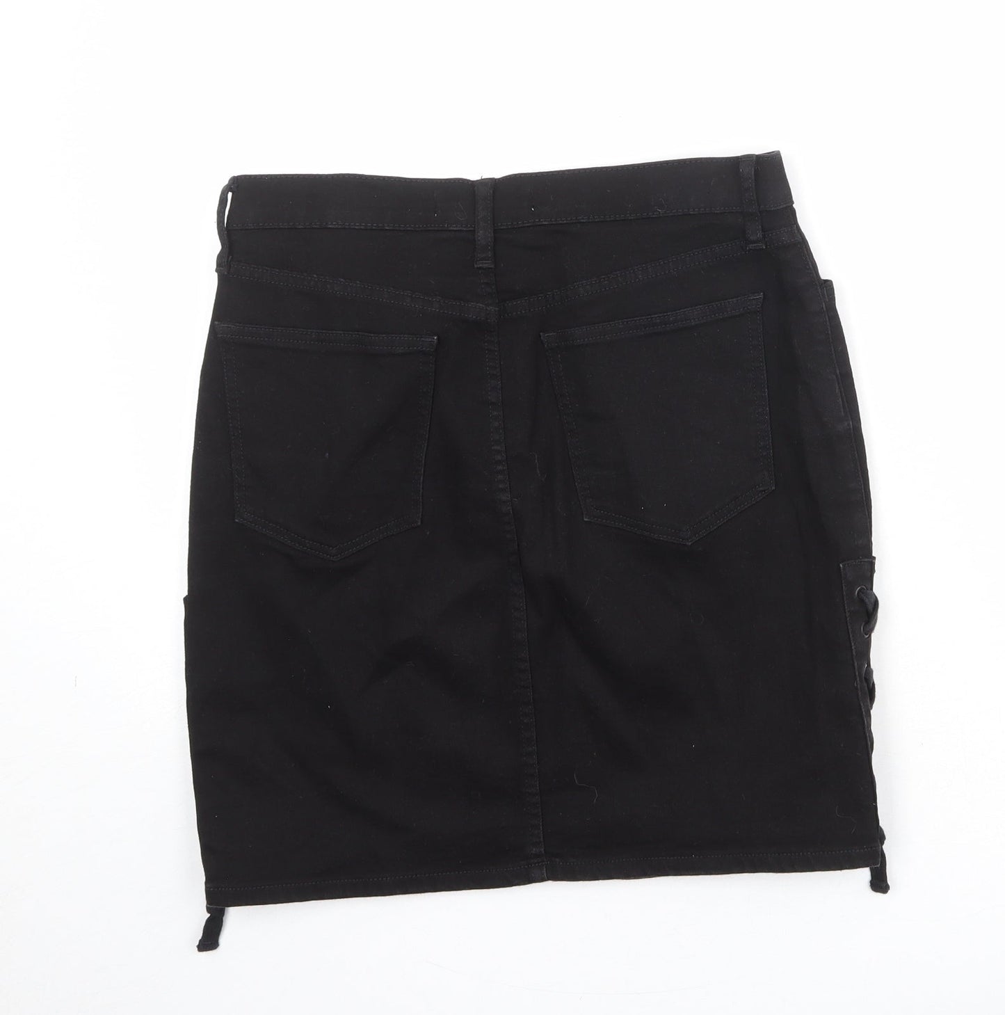 Gap Womens Black Cotton A-Line Skirt Size 29 in Zip