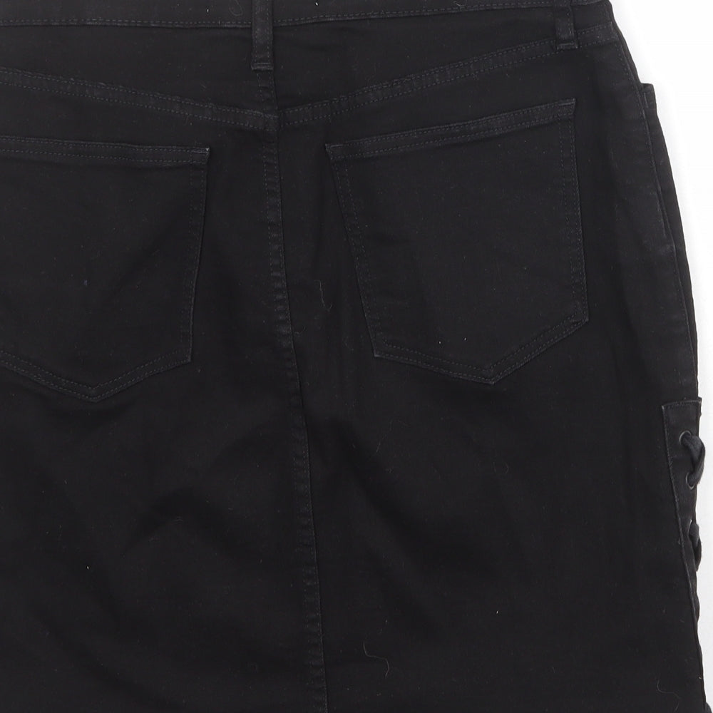 Gap Womens Black Cotton A-Line Skirt Size 29 in Zip