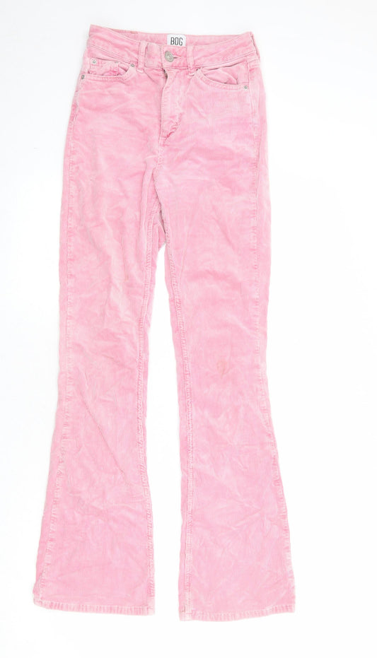 BDG Womens Pink Cotton Trousers Size 24 in Regular Zip