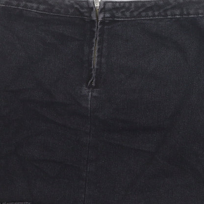 Missguided Womens Black Cotton A-Line Skirt Size 10 Zip