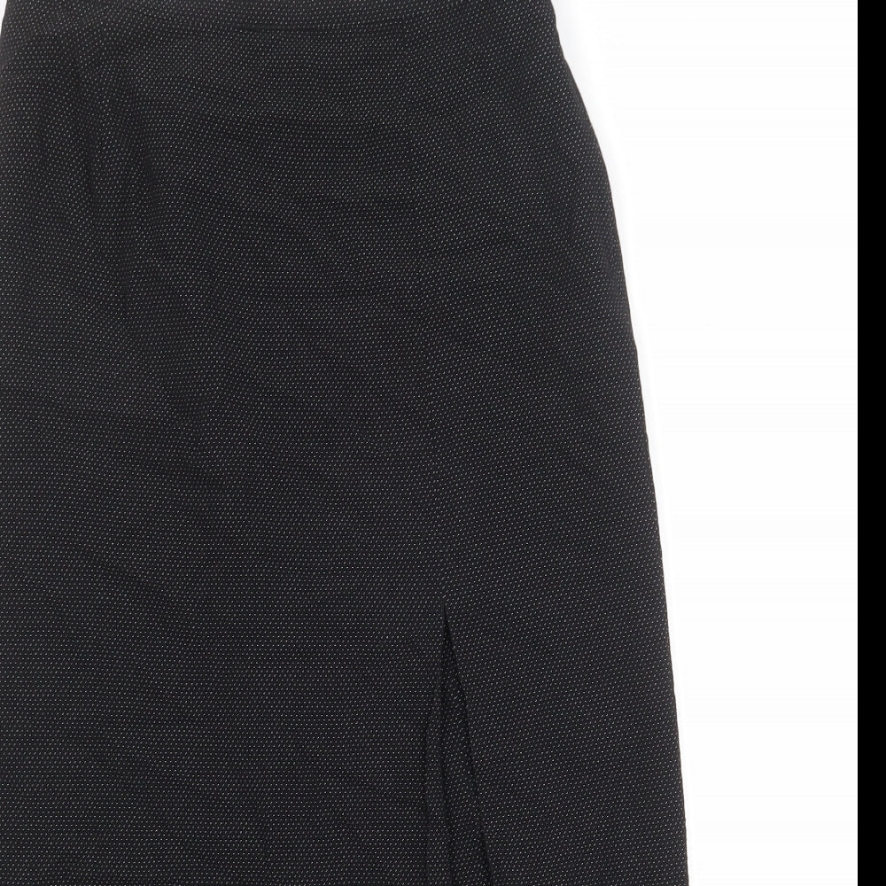 Minuet Womens Black Geometric Polyester A-Line Skirt Size 14 Zip