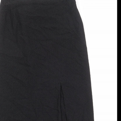Minuet Womens Black Geometric Polyester A-Line Skirt Size 14 Zip