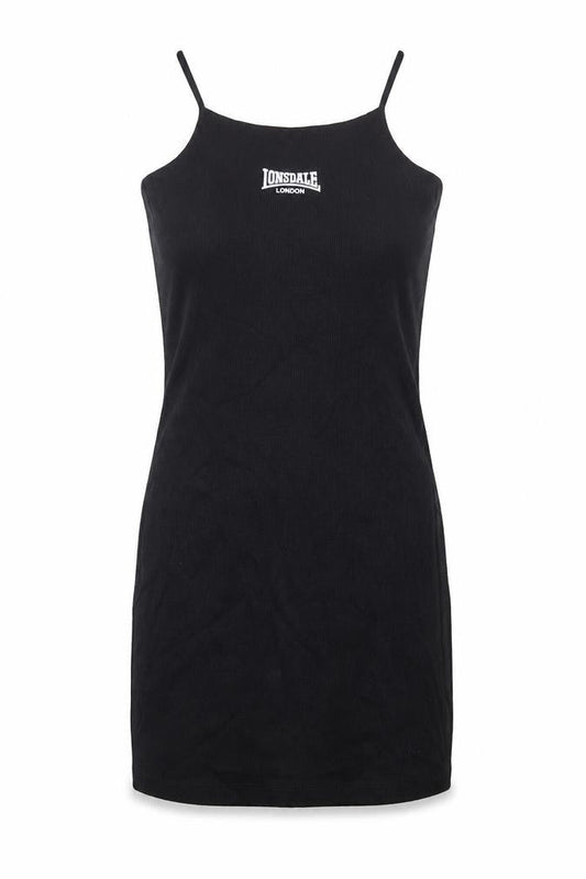 Lonsdale Womens Black Cotton Tank Dress Size 8 Round Neck Pullover