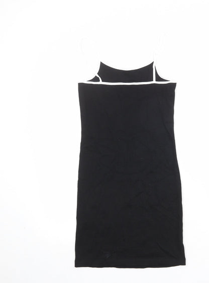 Lonsdale Womens Black Cotton Tank Dress Size 8 Round Neck Pullover