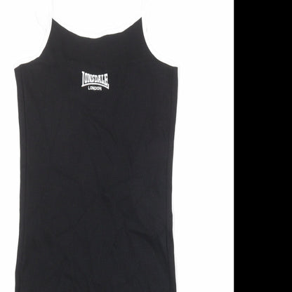Lonsdale Womens Black Cotton Tank Dress Size 8 Round Neck Pullover