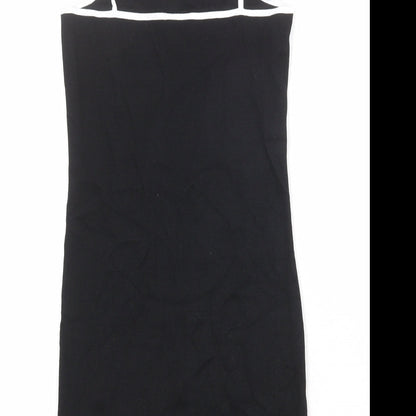 Lonsdale Womens Black Cotton Tank Dress Size 8 Round Neck Pullover