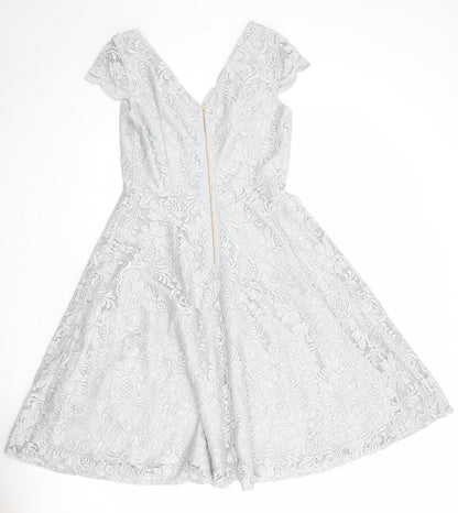 Jolie Moi Womens Grey Polyamide A-Line Size 12 V-Neck Zip