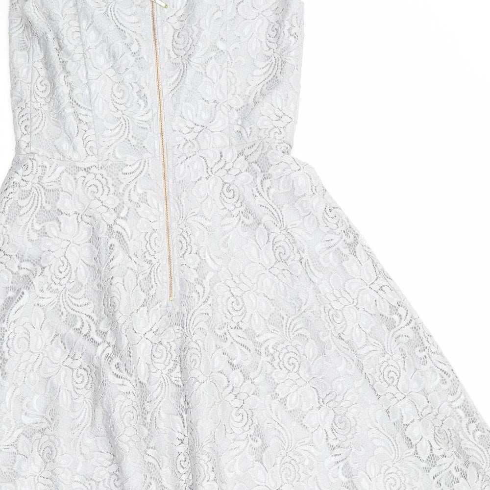 Jolie Moi Womens Grey Polyamide A-Line Size 12 V-Neck Zip