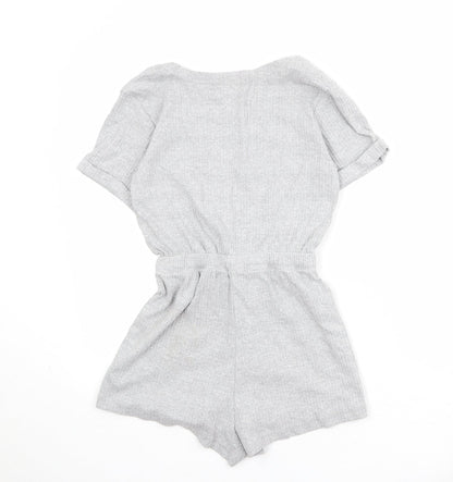 In the Style Womens Grey Cotton Playsuit One-Piece Size 4 Pullover