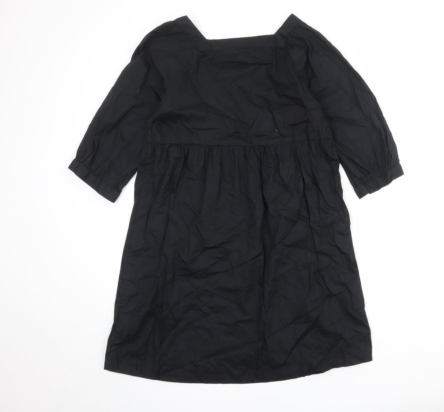 Monki Womens Black 100% Cotton A-Line Size XS Square Neck Pullover