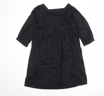 Monki Womens Black 100% Cotton A-Line Size XS Square Neck Pullover