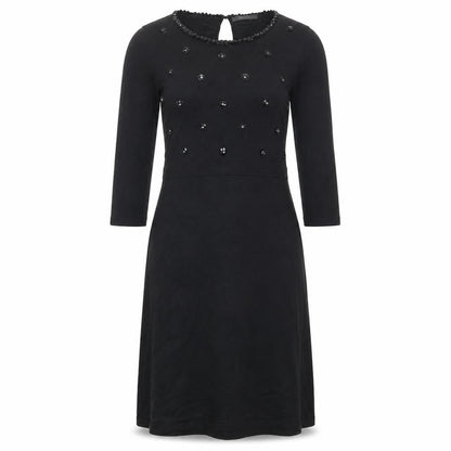 ESPRIT Womens Black Viscose A-Line Size M Round Neck Button