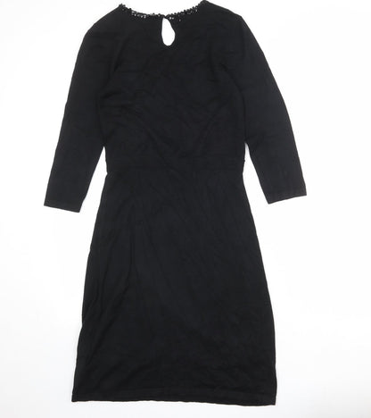 Esprit Womens Black Viscose A-Line Size M Round Neck Button