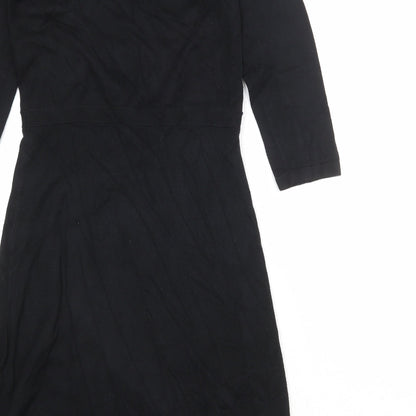 Esprit Womens Black Viscose A-Line Size M Round Neck Button