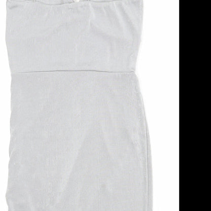 Boohoo Womens Grey Polyester Bodycon Size 12 V-Neck Pullover