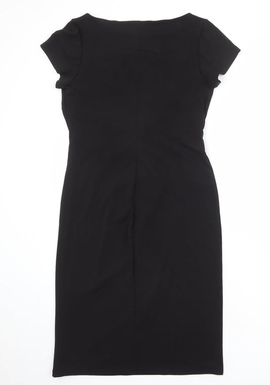 Roman Womens Black Polyester Shift Size 10 Round Neck Pullover - Twist Detail