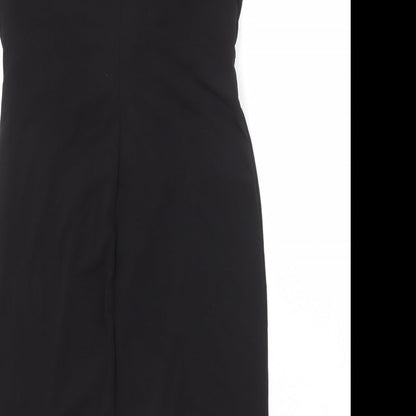 Roman Womens Black Polyester Shift Size 10 Round Neck Pullover - Twist Detail